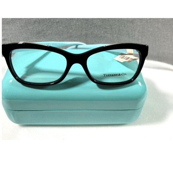 Tiffany & Co. Eyeglasses TF2167 8001 Black Blue 54mm Cat Eye Frame Italy Case - Picture 3 of 8